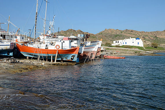 Fishing boats at the Environmental Park of Paros